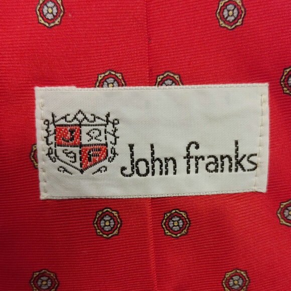 VTG John Franks Men's Red/Gold Polka Dot Paisley Tie - Picture 2 of 2